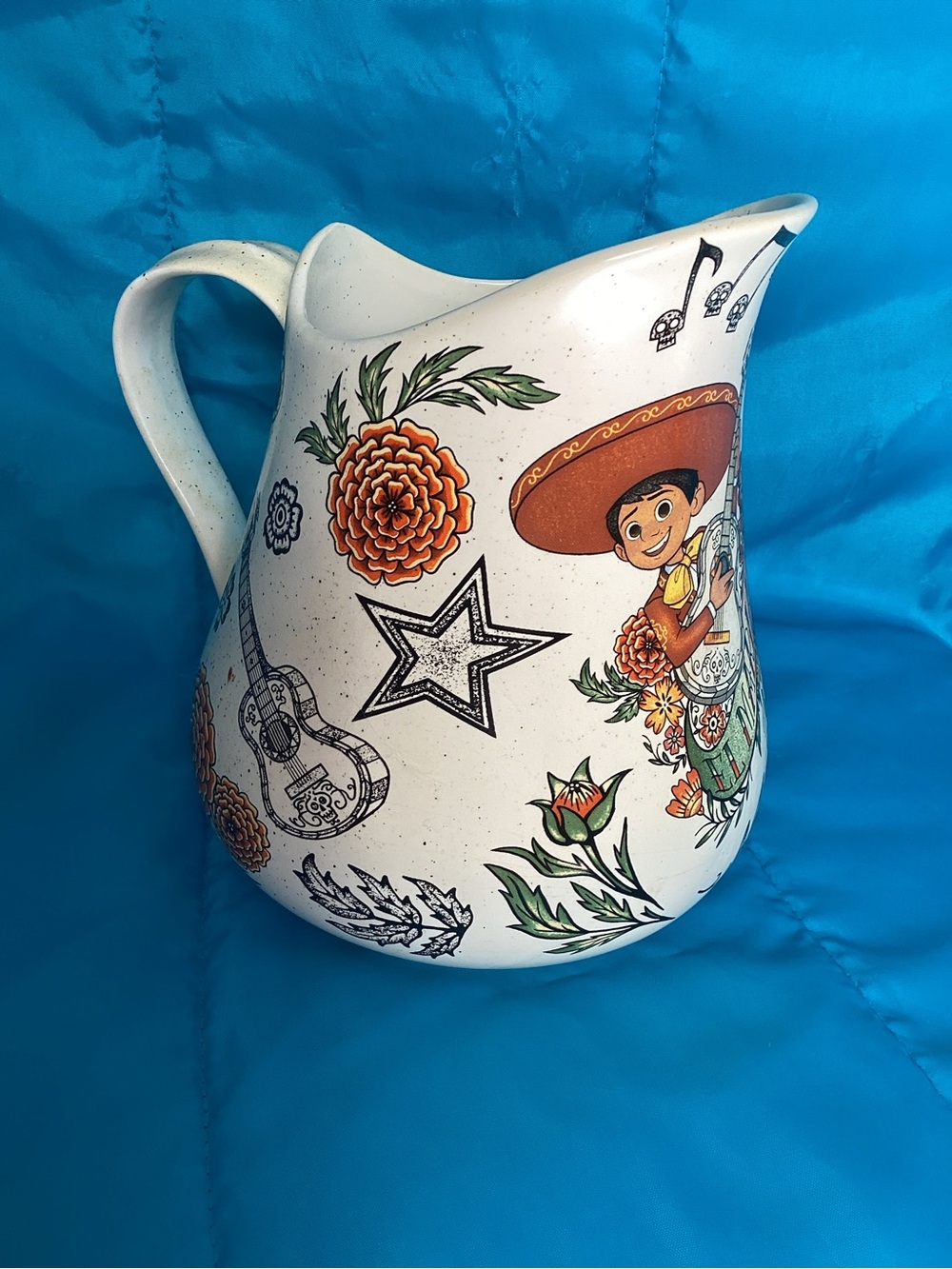 Disney parks White Ceramic Floral Mariachi Pitcher